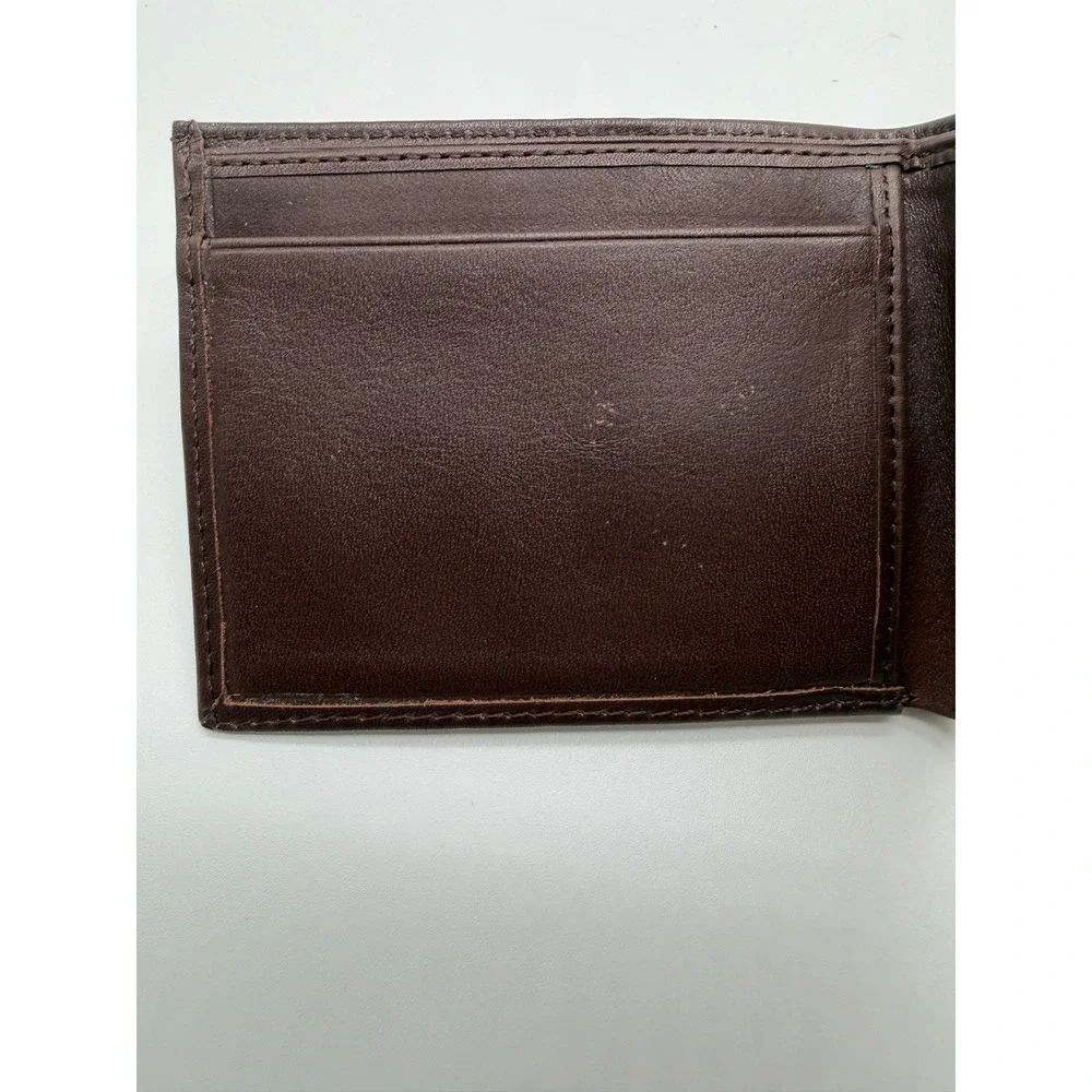 Polo Ralph Lauren Men's Wallet Brown Leather Big Pony Embossed Bifold